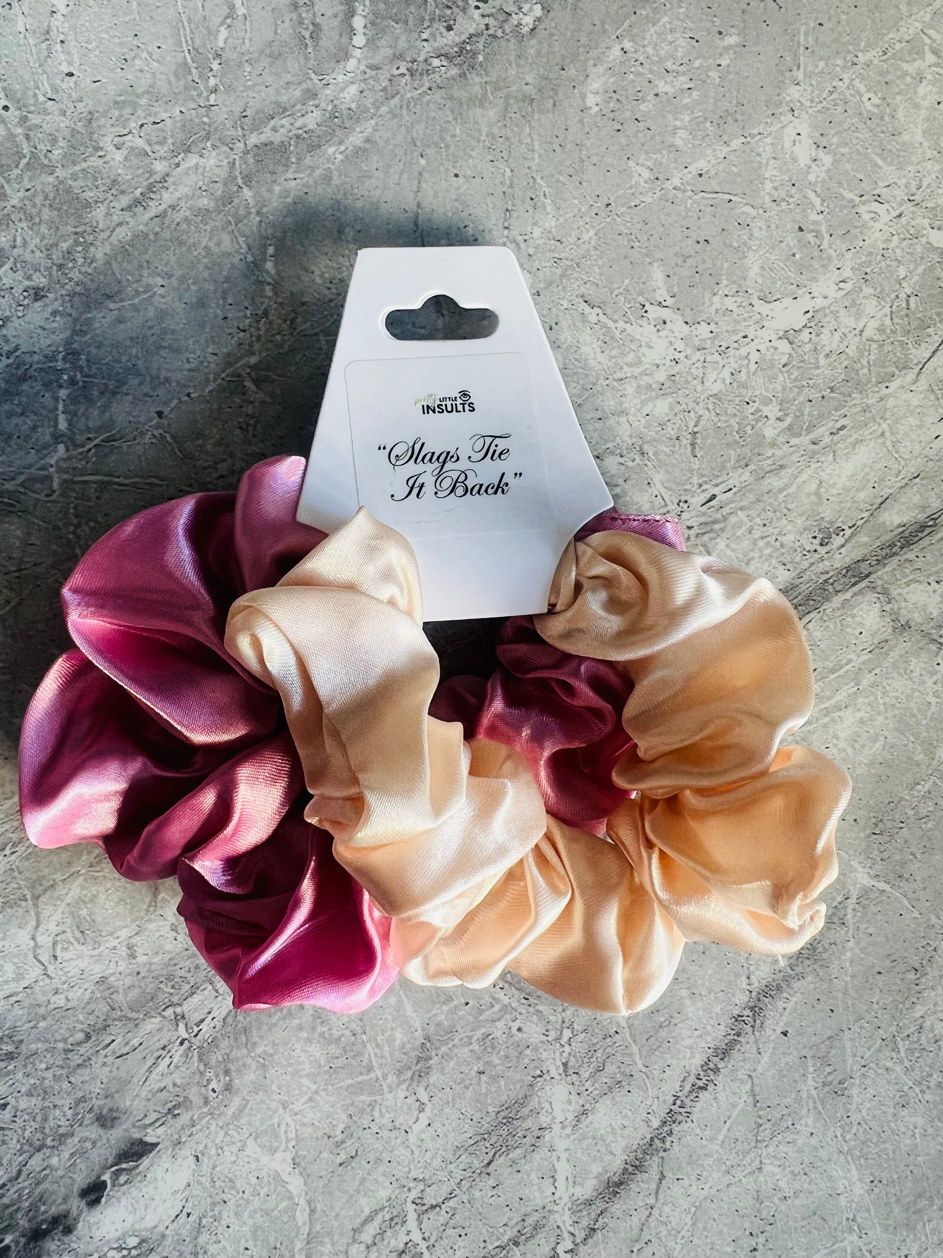 8 Pairs Funny Personalized Scrunchie Hair Tie Gift -  ‘Slags Tie it Back’