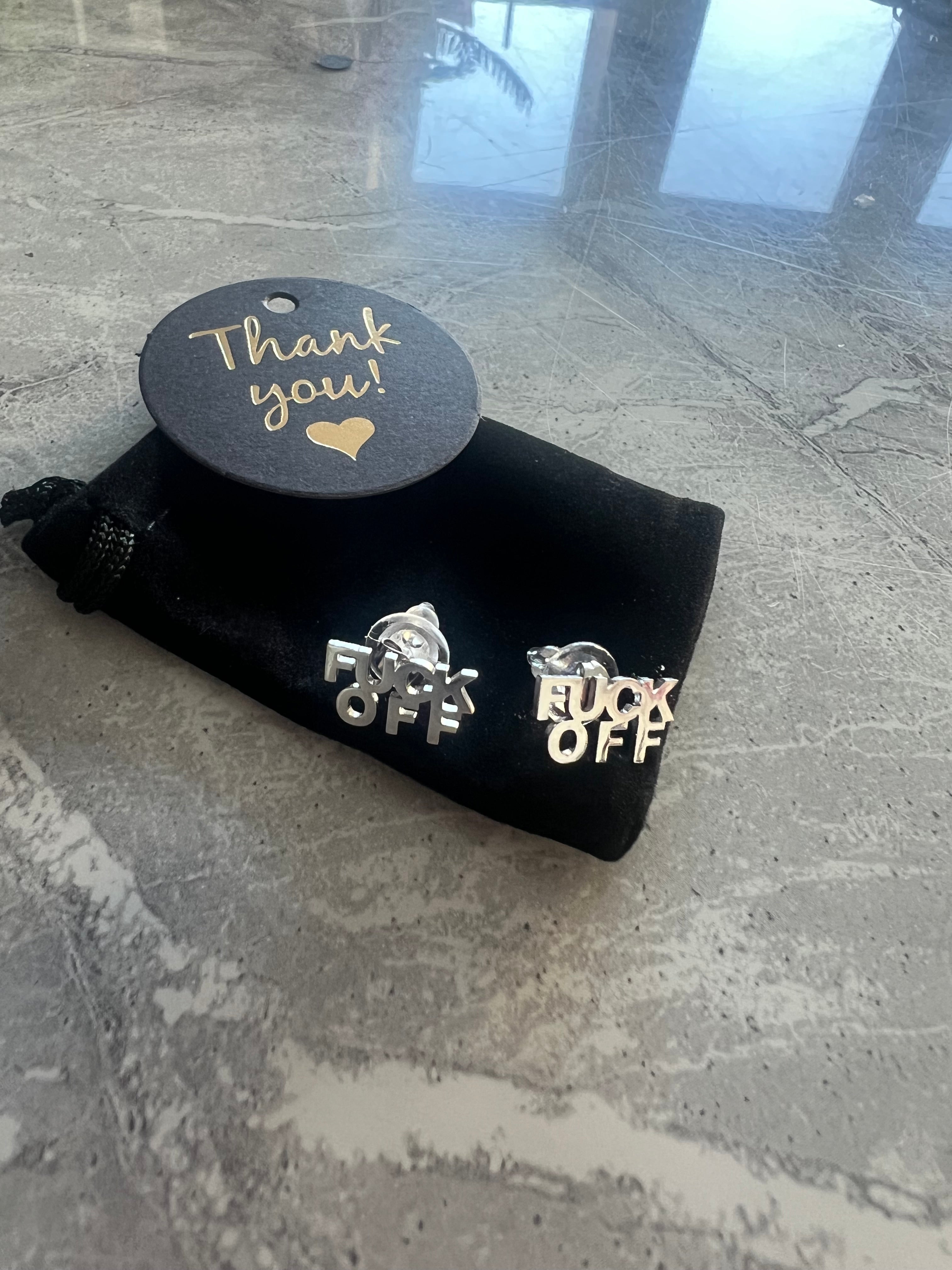 ‘Fuck Off’ Stud Earrings