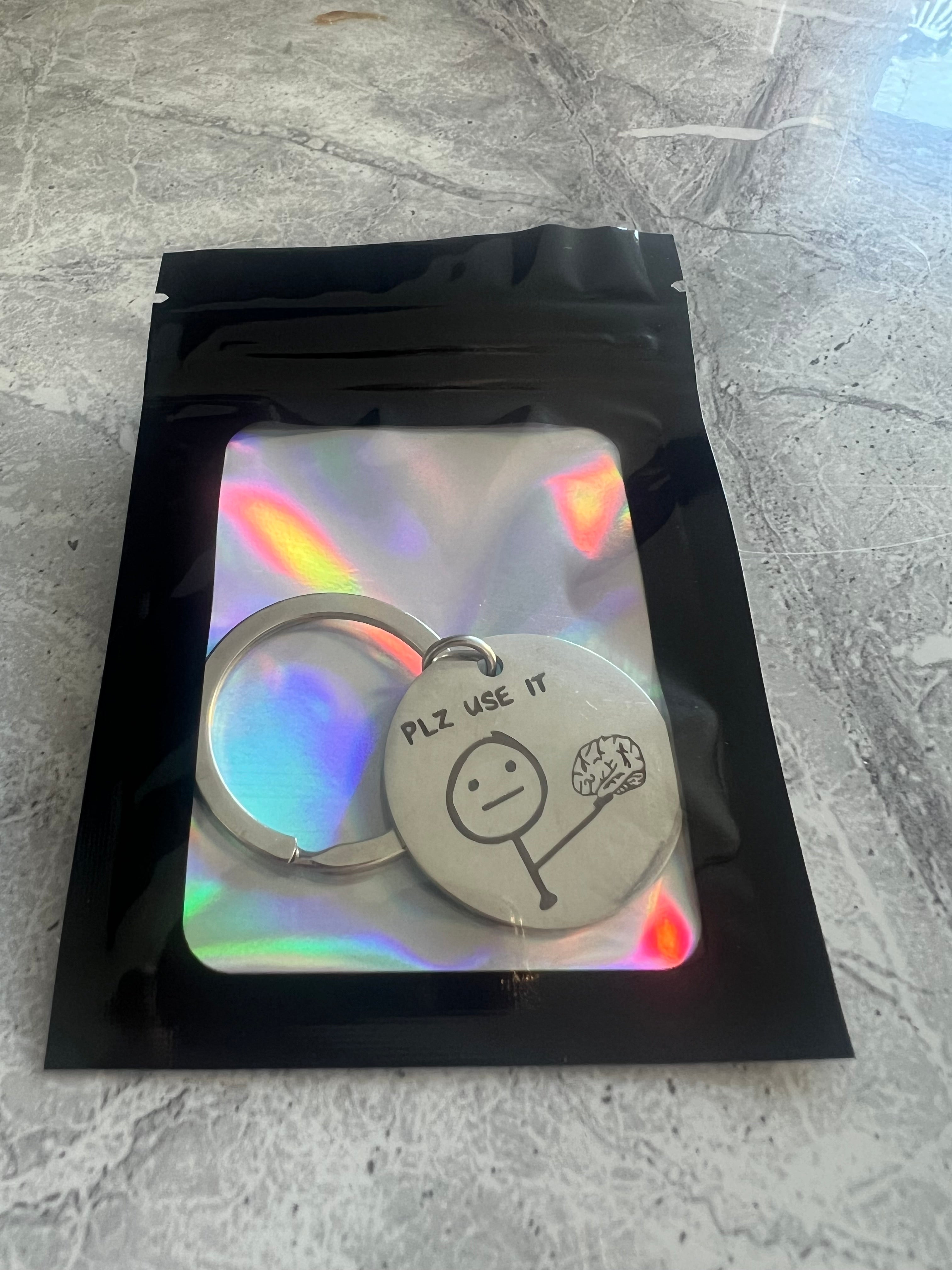 ‘Plz use it’ Brain Picture Keyring