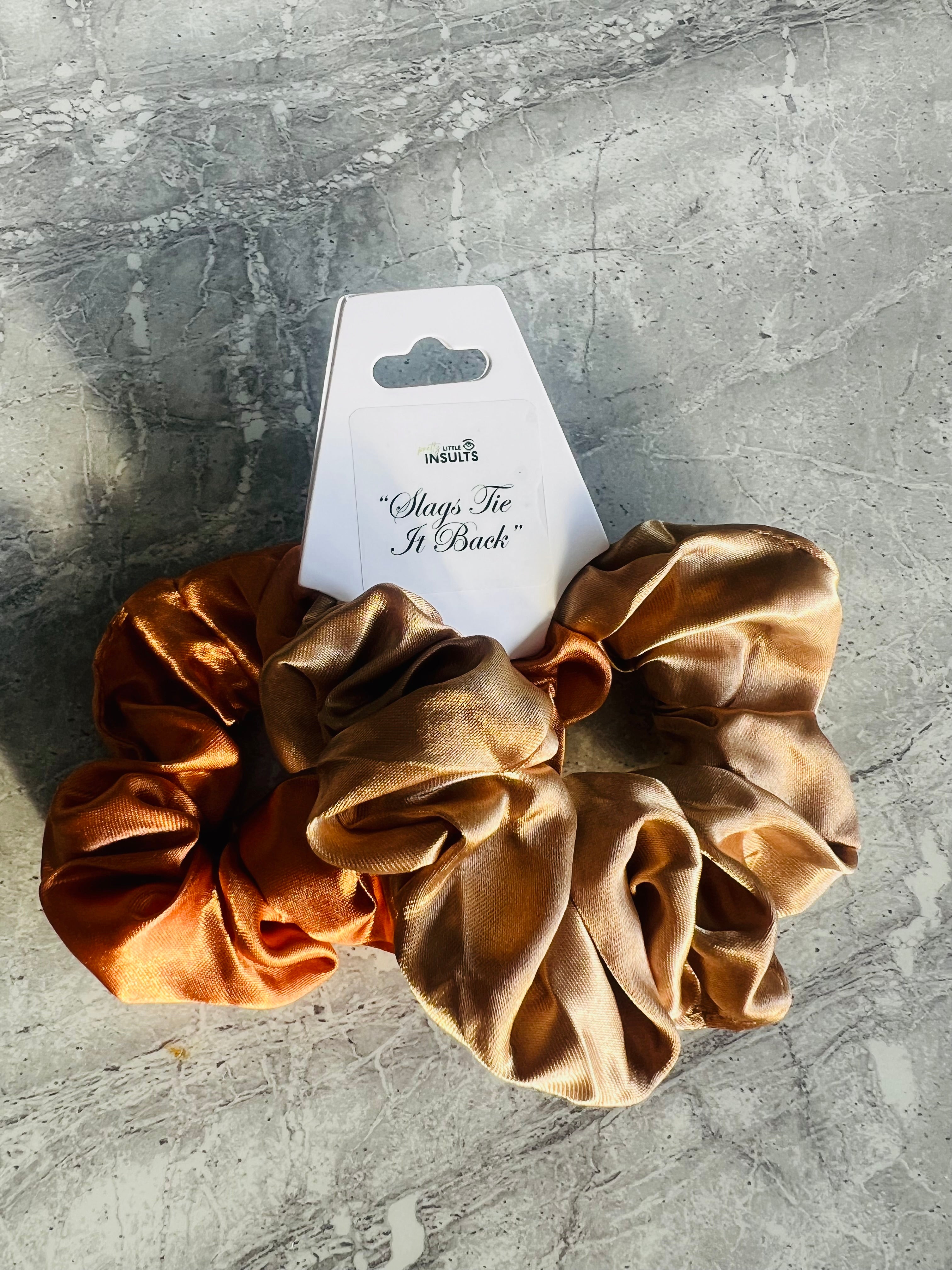 8 Pairs Funny Personalized Scrunchie Hair Tie Gift -  ‘Slags Tie it Back’