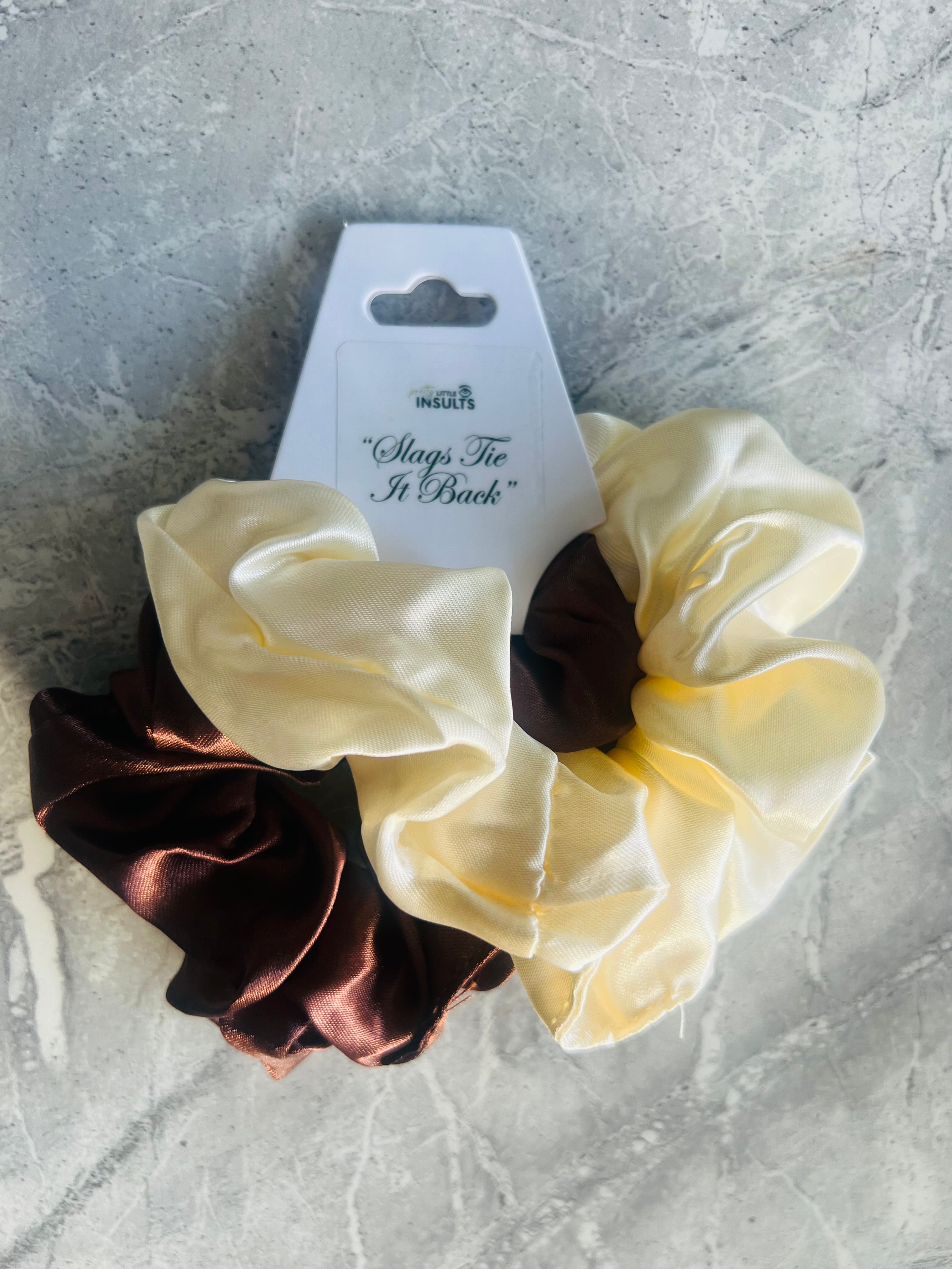 8 Pairs Funny Personalized Scrunchie Hair Tie Gift -  ‘Slags Tie it Back’