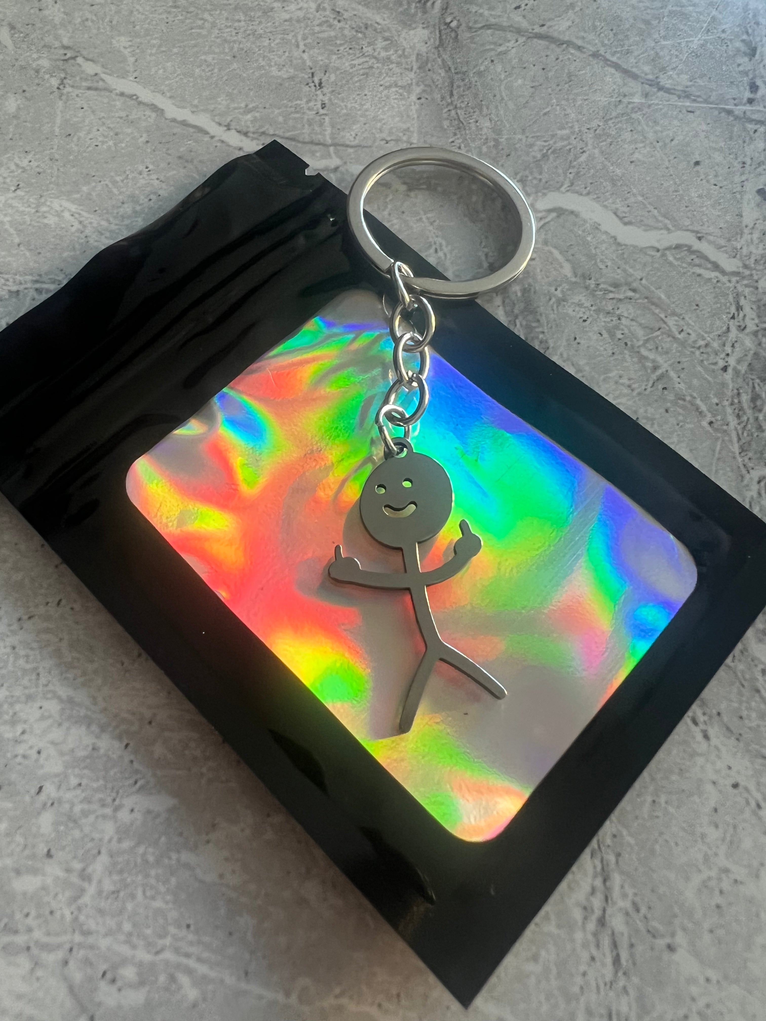 Funny Middle Finger Stickman Keychain